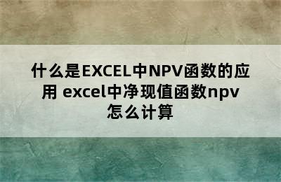 什么是EXCEL中NPV函数的应用 excel中净现值函数npv怎么计算